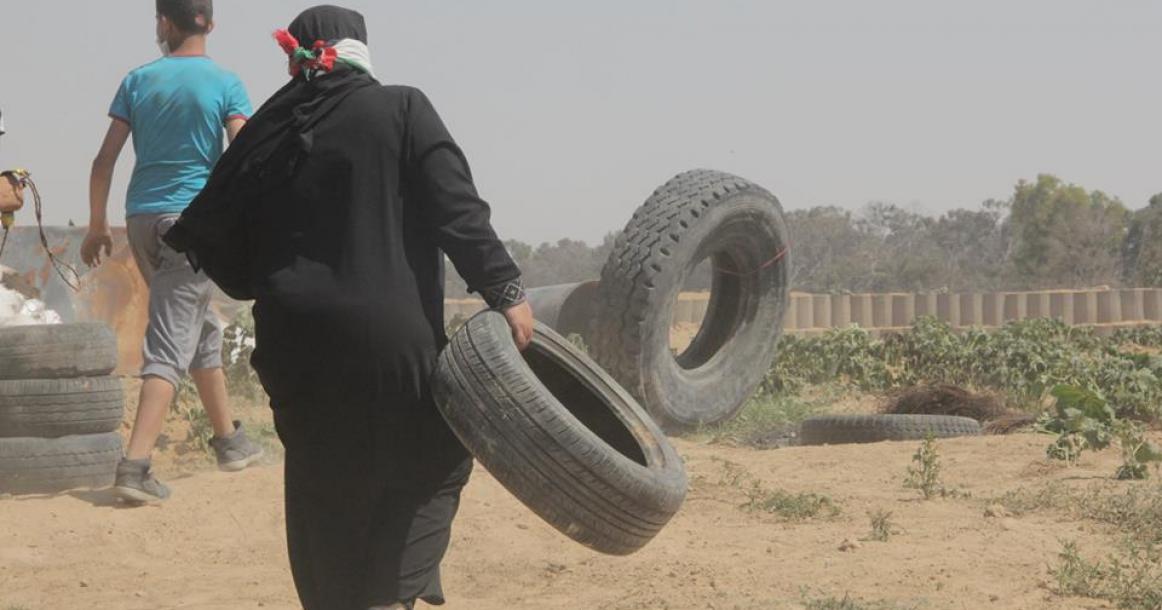 جانب من مليونية القدس على الحدود الشرقية للقطاع