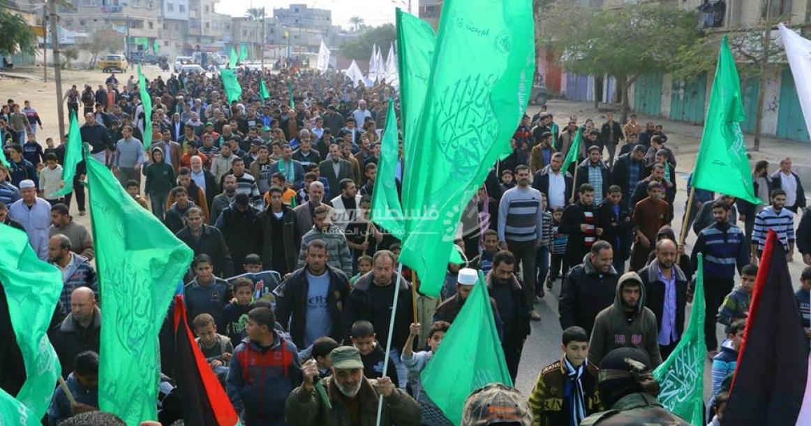 مسيرة حركة حماس بخانيونس في ذكرى انطلاقتها