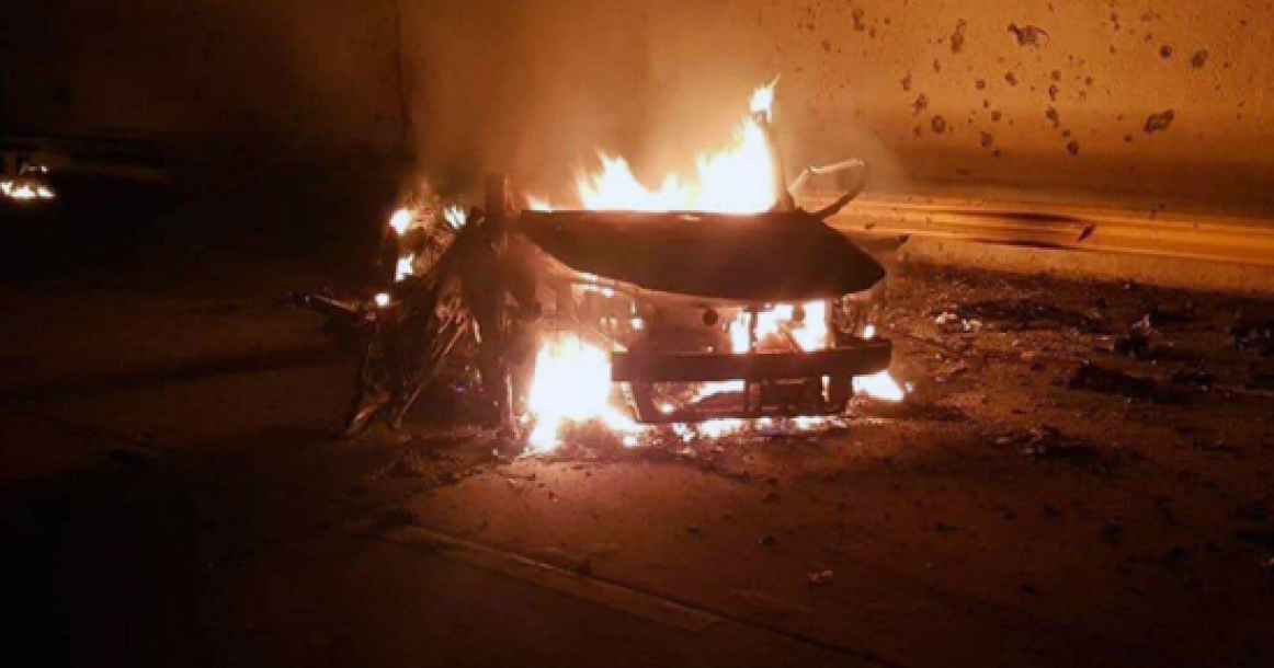 سيارة قاسم سليماني بعد استهدافها