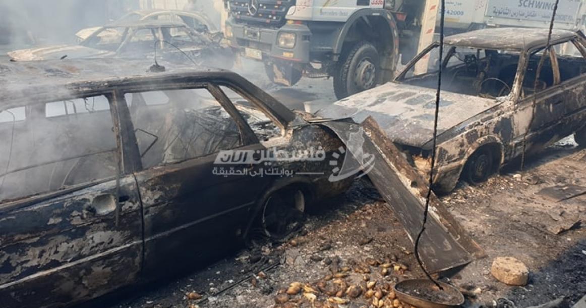 صور أولية للحريق الذي نشب في مخبز البنا في  المحافظة الوسطى