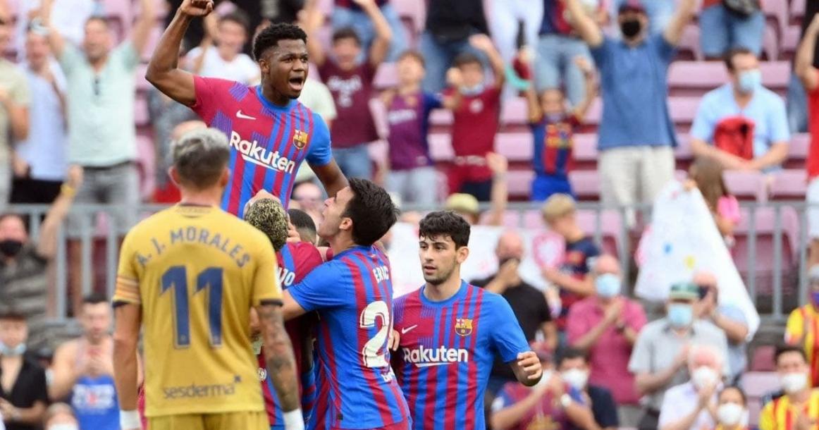 فرحة انسو فاتي بهدفه الأول مع برشلونة بعد غياب أشهر بسبب الإصابة