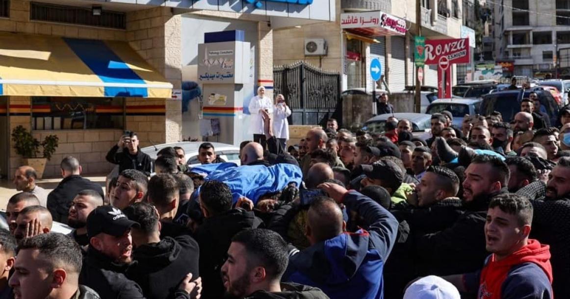 تشييع جثامين الشهداء الثلاثة الذين ارتقوا برصاص الاحتلال في نابلس