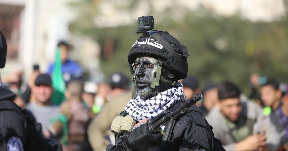 عدسة فلسطين الآن ترصد الجوقة العسكرية التابعة لكتائب القسام خلال مهرجان انطلاقة حركة حماس الـ35