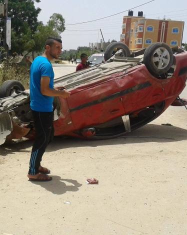 إصابة مواطن بانقلاب مركبة على مدخل فقوعة بجنين