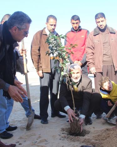 بلدية رفح تبدأ حملة تشجير شارع " الشهيد الزواري"