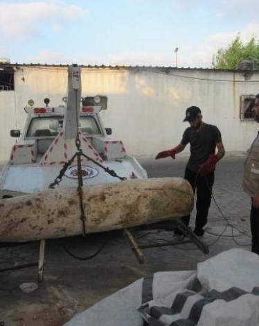 إتلاف شرطة هندسة المتفجرات قنبلة كبيرة بغزة