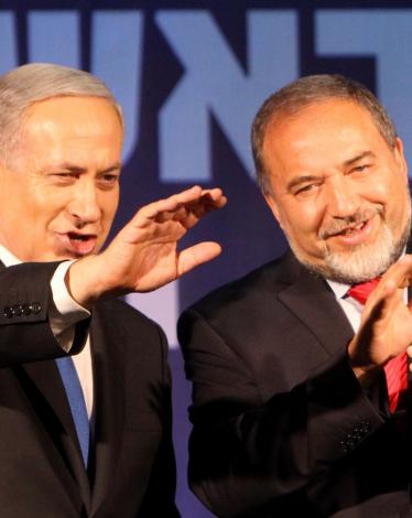 Head-of-the-Likud-party-ans-Israels-Prime-Minister-Benjamin-Netanyahu-and-leader-of-the-Israel-Beiteinu-party-Avigdor-Liberman