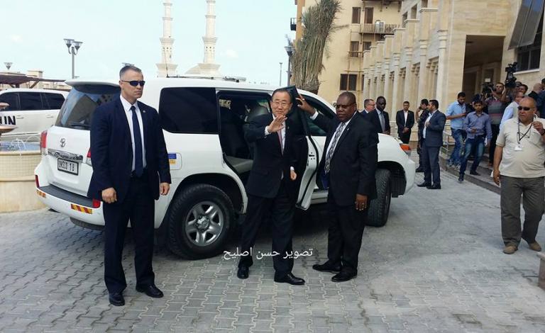 كي مون يصل غزة عبر معبر بيت حانون