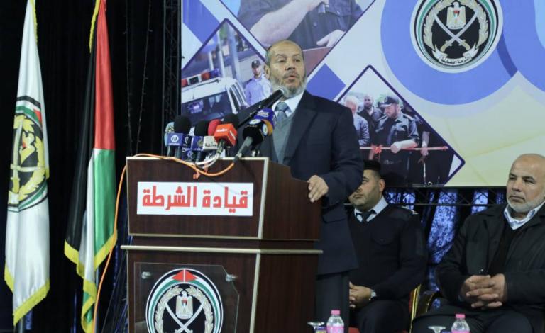 خليل الحية خلال كلمته في حفل إنجازات الشرطة لعام 2016 بغزة