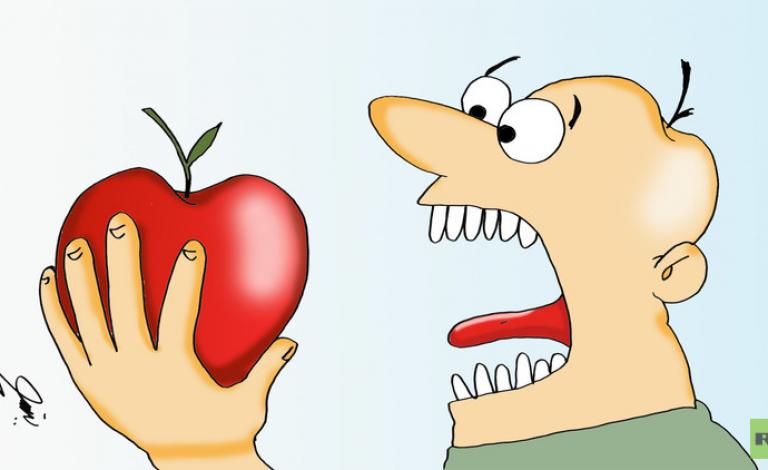 رسم كاريكاتير حول الأكل