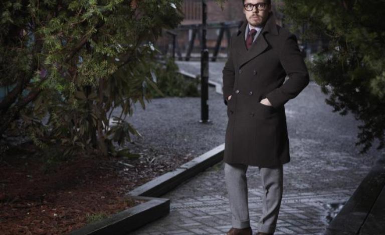 brown-wool-overcoat-with-gray-flannel-trousers