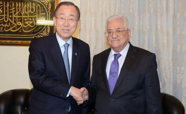 الرئيس خلال لقائه بان كي مون في عمان
