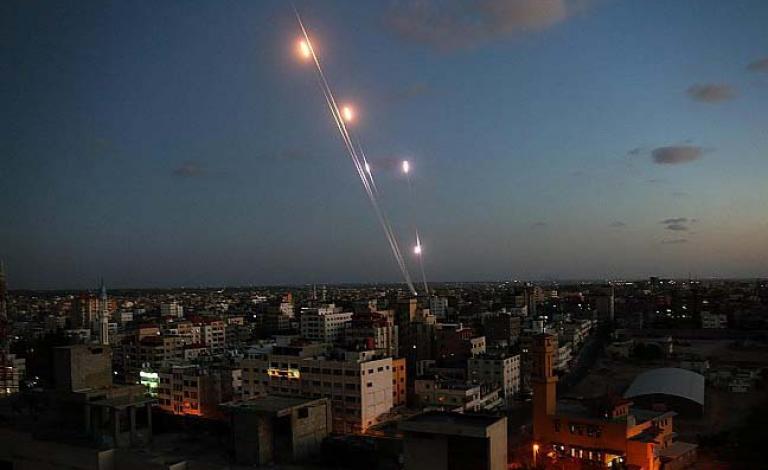 The-launch-of-a-rocket-from-the-Gaza-Strip-towards-Israel
