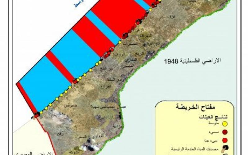 خريطة تلوث شاطئ قطاع غزة