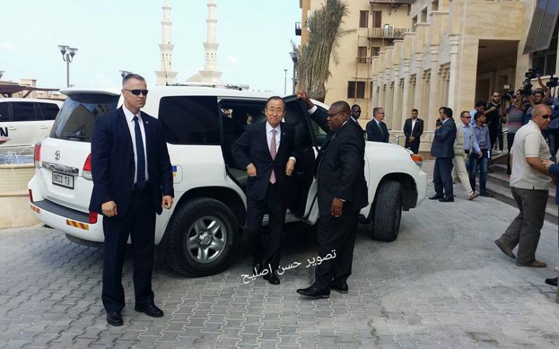 كي مون يصل غزة عبر معبر بيت حانون