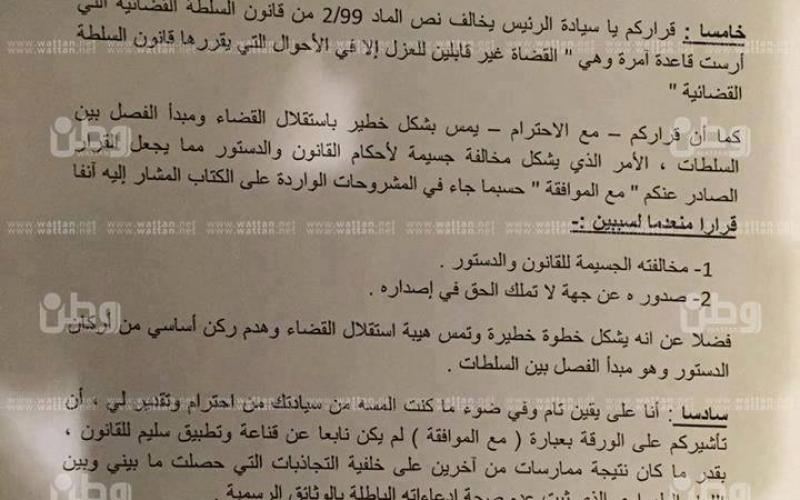 صرصور يعترض لعباس عن إقالته