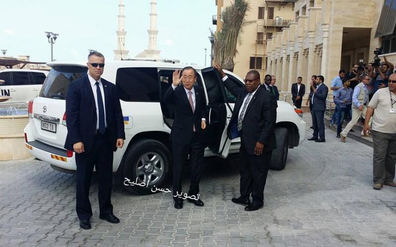 كي مون يصل غزة عبر معبر بيت حانون