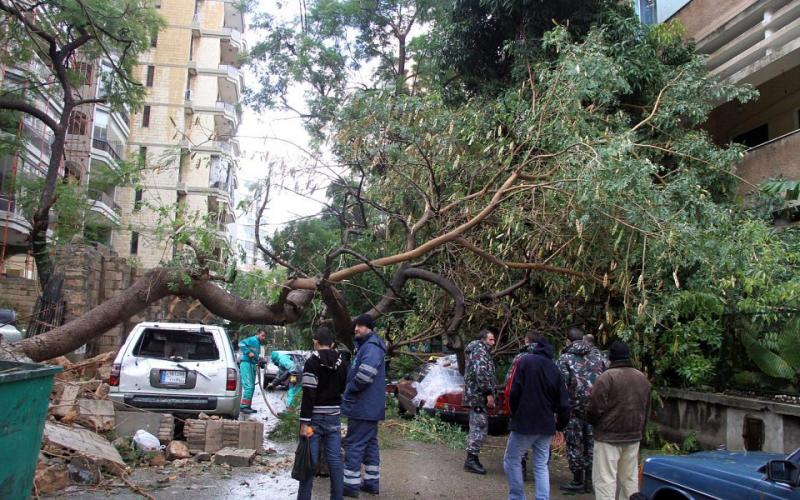 صور.. الأمطار تشل الحركة في لبنان