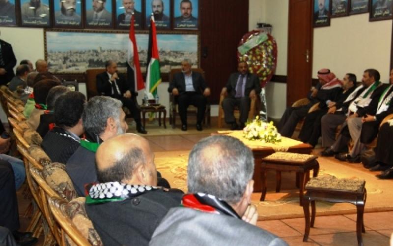 بالصور..هنية يستقبل الوفد الرياضي المصري