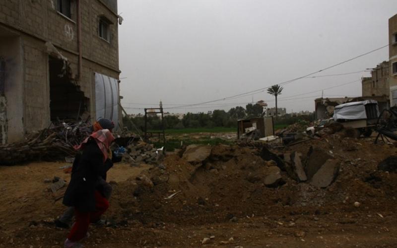 صور: آثار المنخفض بشوارع خزاعة المدمرة‏