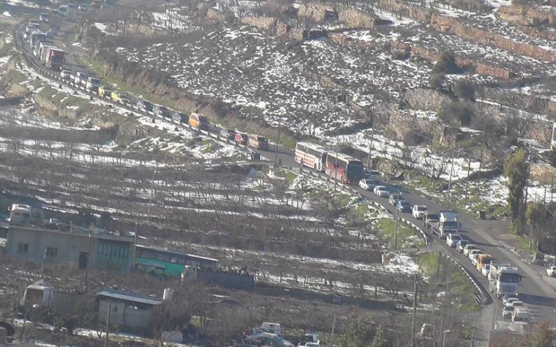 صور: أزمة مرورية بسبب الإنجماد في الخليل