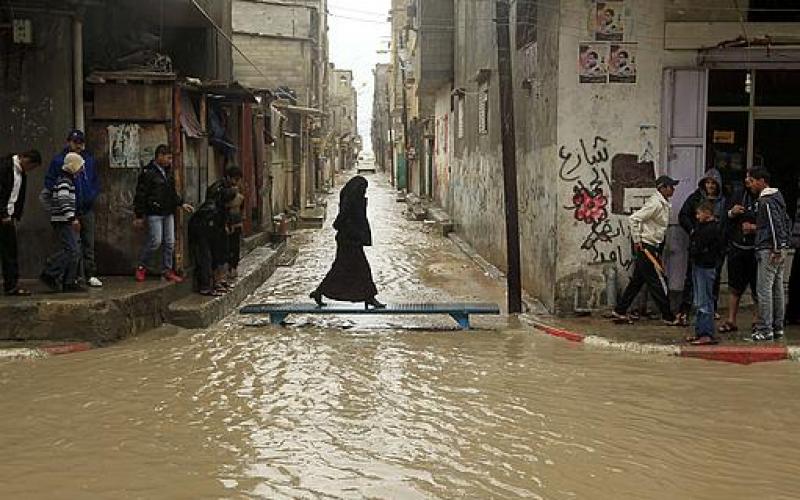 بالصور.. أمطار الخير تهطل على غزة بغزارة