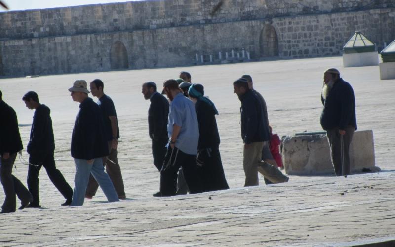 بالصور:"حاخام" ومتطرفون يدنسون الأقصى