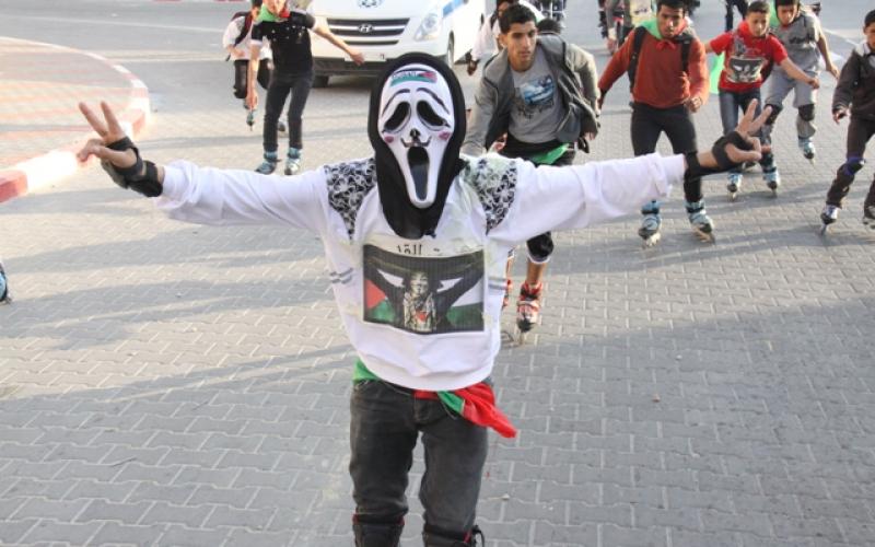 صور: عرض للتزلج برفح تضامناً مع الأسرى