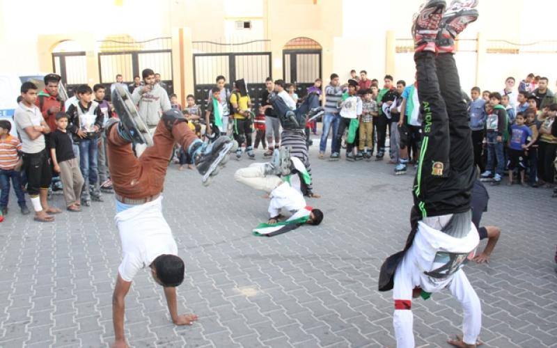 صور: عرض للتزلج برفح تضامناً مع الأسرى