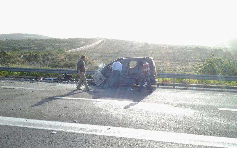 بالصور: حادث مروع على طريق نابلس-رام الله