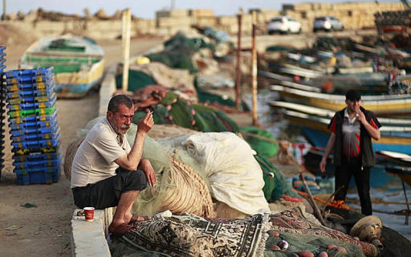 صور.. صيادون وأسماك وشباك على شاطئ غزة