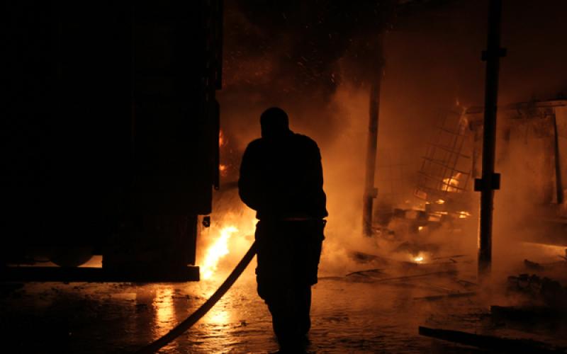 صور: حريق في مزرعة للماشية بمدينة رفح