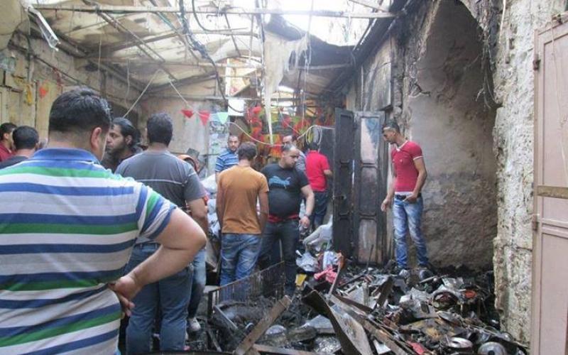 صور: انفجار بسوق نابلس يخلف أضراراً جسيمة