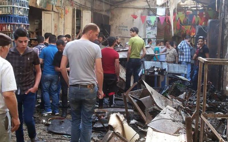 صور: انفجار بسوق نابلس يخلف أضراراً جسيمة