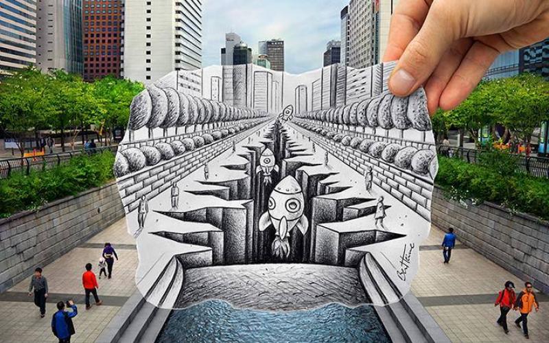 صور: المزج بين الرسم بالرصاص وصور الكاميرا
