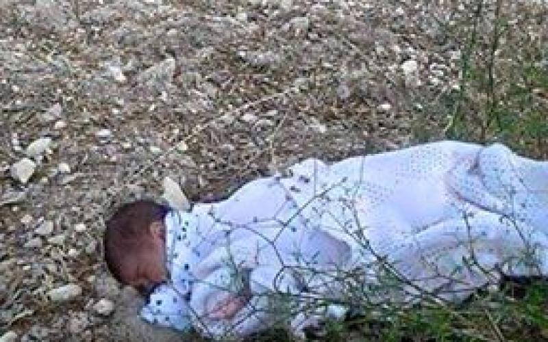 بالصور: طفل مولود حديثاً على قارعة الطريق بنابلس