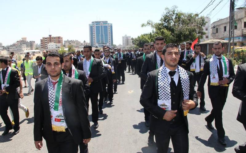 صور: بدء مراسم الزفة للعرس الجماعي بغزة