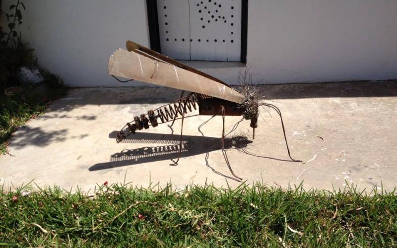 صور: فنان غزي يجسد البعوضة بحديد الخردة