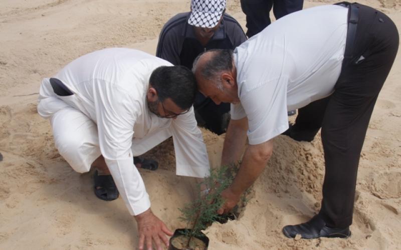 بالصور: حملة شعبية لتشجير محيط المجمع الطبي برفح‎