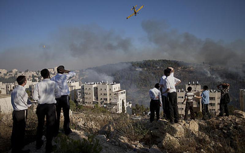 بالصور..ألسنة النار تشتعل في غابة القدس