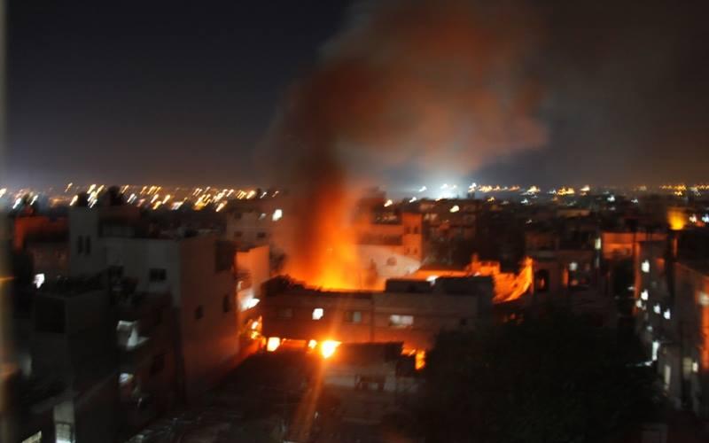 صور: حريق بقصف منزل "القاضي" برفح