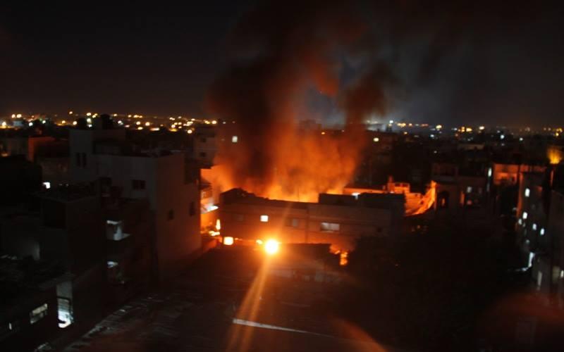 صور: حريق بقصف منزل "القاضي" برفح