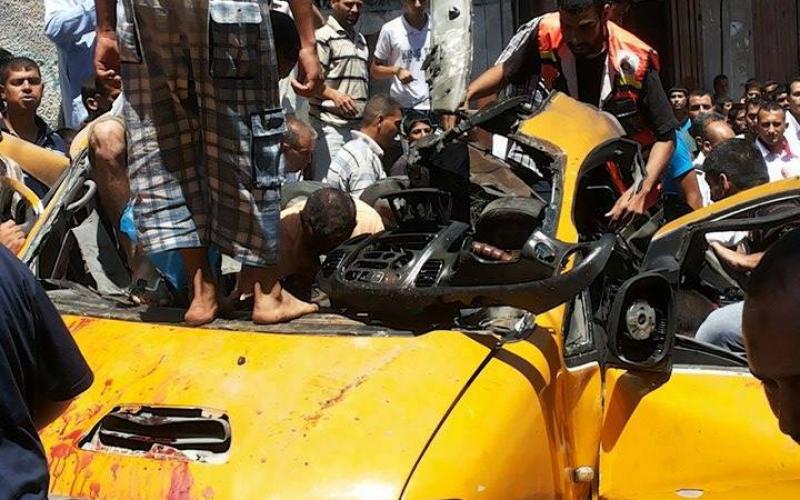 صور: شهداء في استهداف سيارة "أبو دقة" بخانيونس