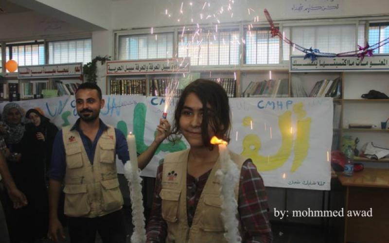 صور: حفل زفاف في مركز للإيواء بغزة