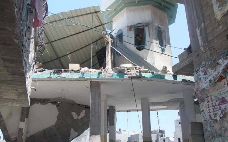 صور: آثار تدمير الاحتلال لمسجد الصفاء بالبريج