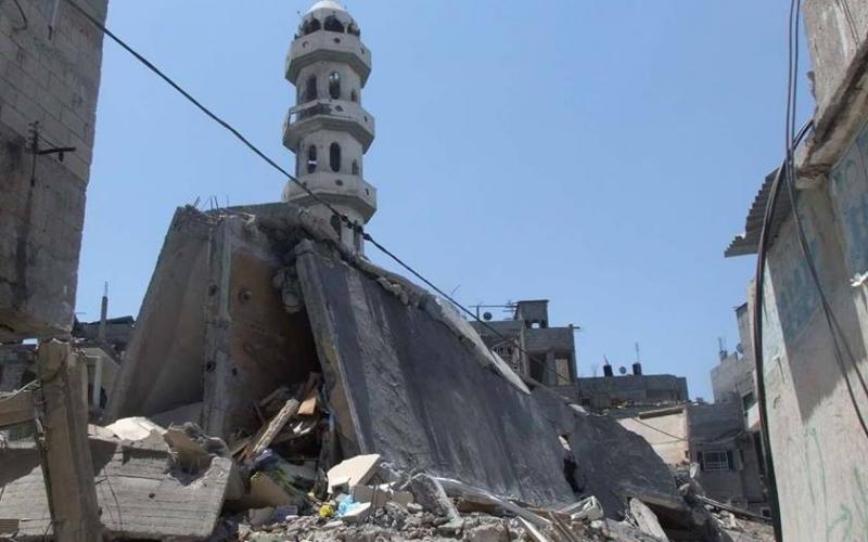 صور: آثار تدمير الاحتلال لمسجد الصفاء بالبريج