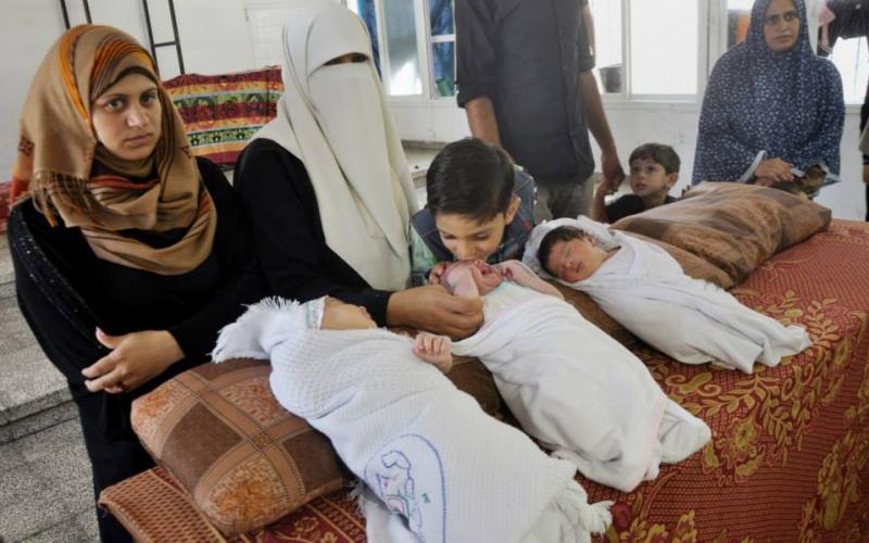 صور: احتفال النازحين بمراكز الإيواء بـ7 مواليد