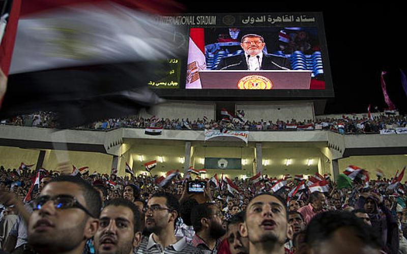 صور.. مرسي يلقي خطاب أكتوبر وسط الآلاف