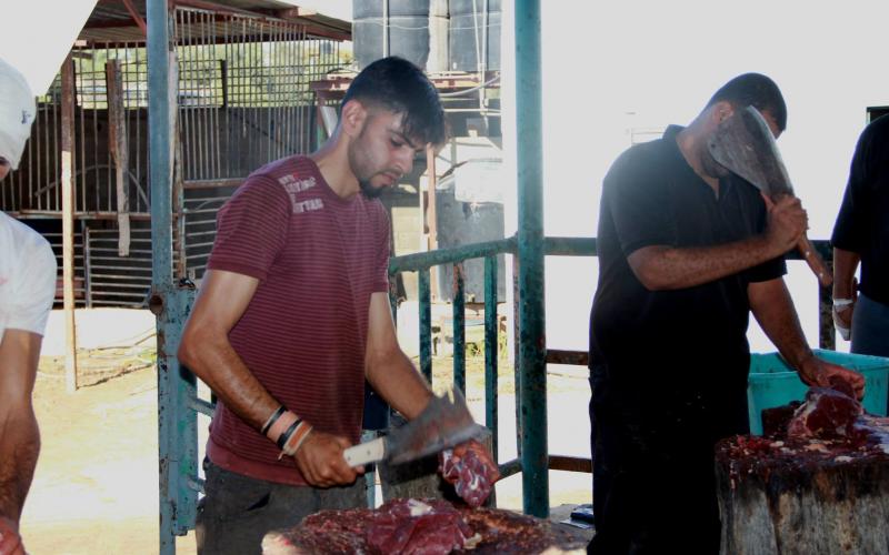 صور: ذبح الأضاحي في ثاني أيام العيد وسط القطاع