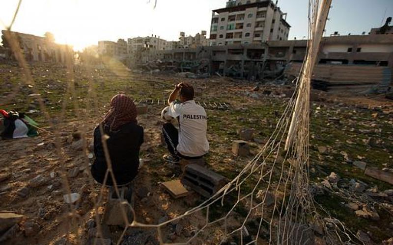 صور.. الطائرات تحول ملعب "فلسطين" لدمار